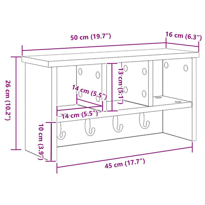Wandgemonteerde kapstok met plank Grijs sonoma 50 x 16 x 26 cm