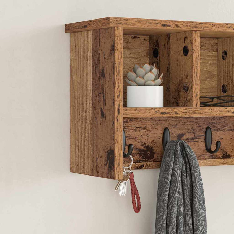 Wandgemonteerde kapstok Oud hout 50 x 16 x 26 cm Bewerkt hout