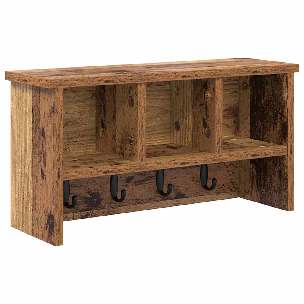 Wandgemonteerde kapstok Oud hout 50 x 16 x 26 cm Bewerkt hout