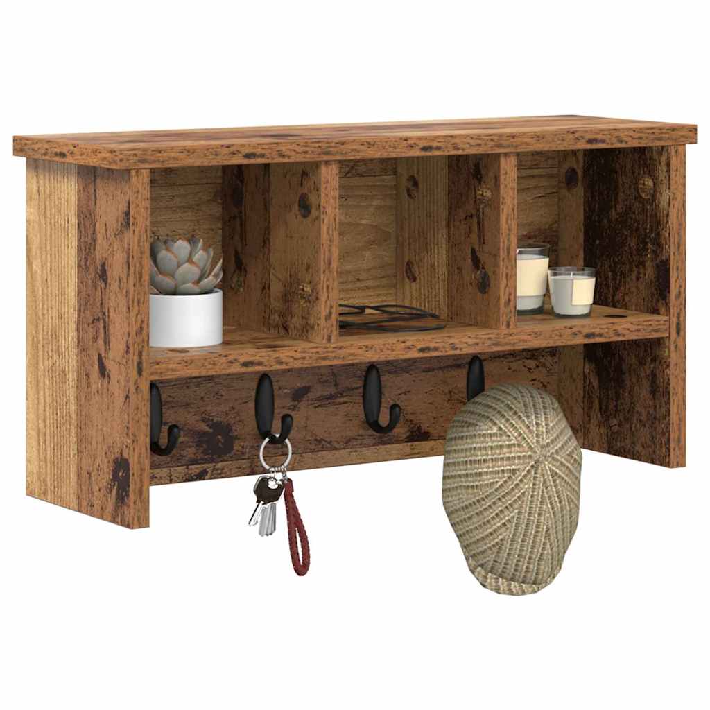 Wandgemonteerde kapstok Oud hout 50 x 16 x 26 cm Bewerkt hout