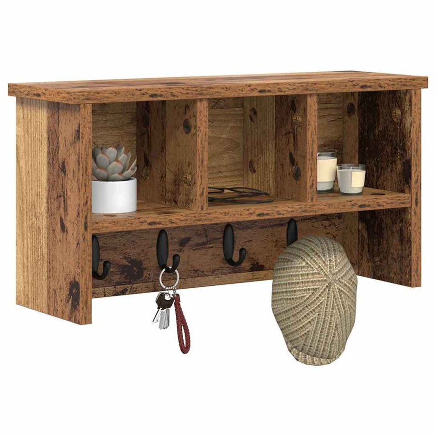 Wandgemonteerde kapstok Oud hout 50 x 16 x 26 cm Bewerkt hout