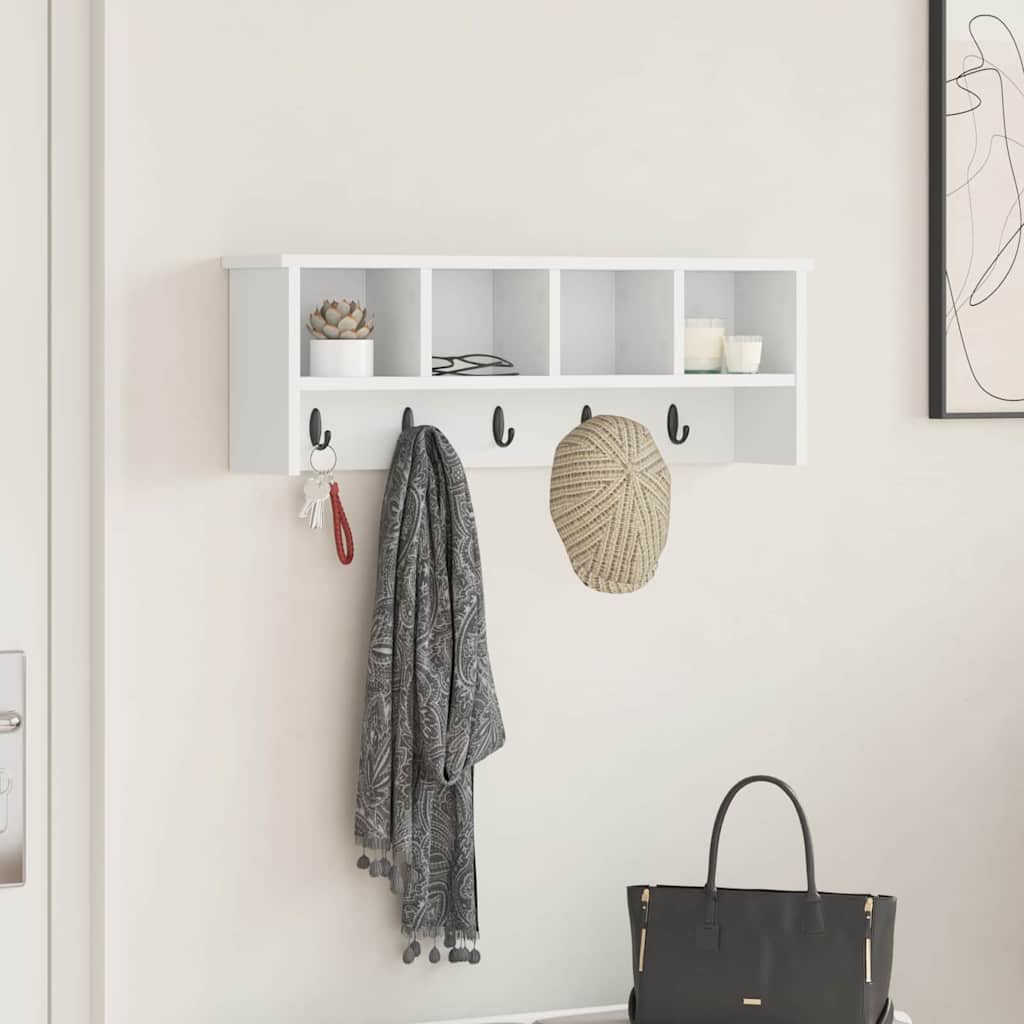 Wandgemonteerde kapstok Wit 75 x 16 x 26 cm Bewerkt hout