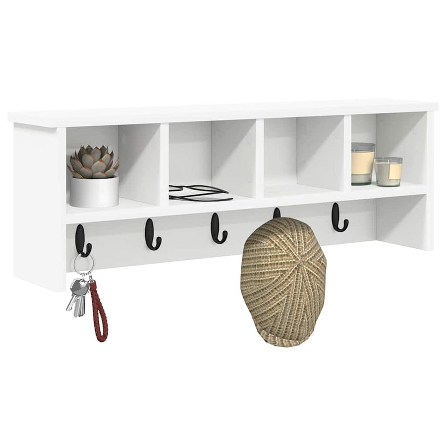 Wandgemonteerde kapstok Wit 75 x 16 x 26 cm Bewerkt hout
