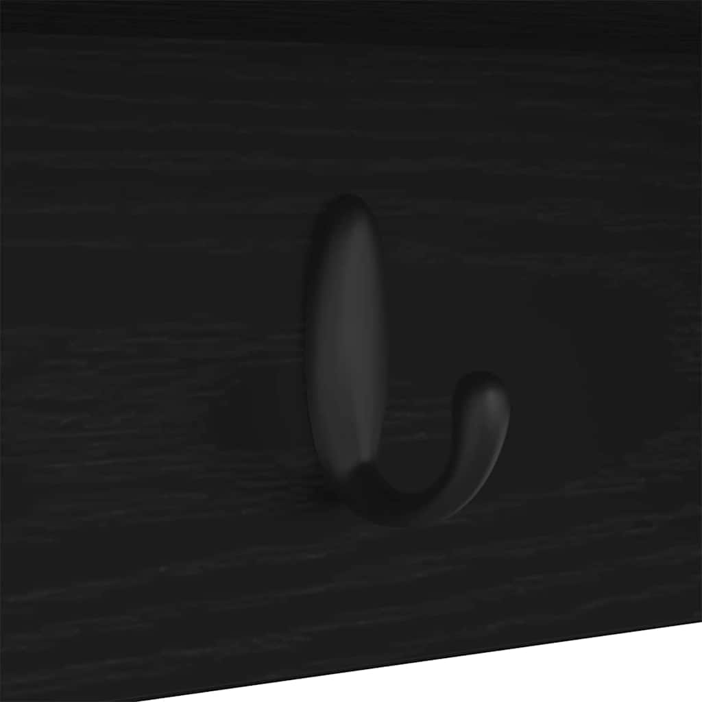 Wandgemonteerde kapstok met plank Zwart eiken 75 x 16 x 26 cm