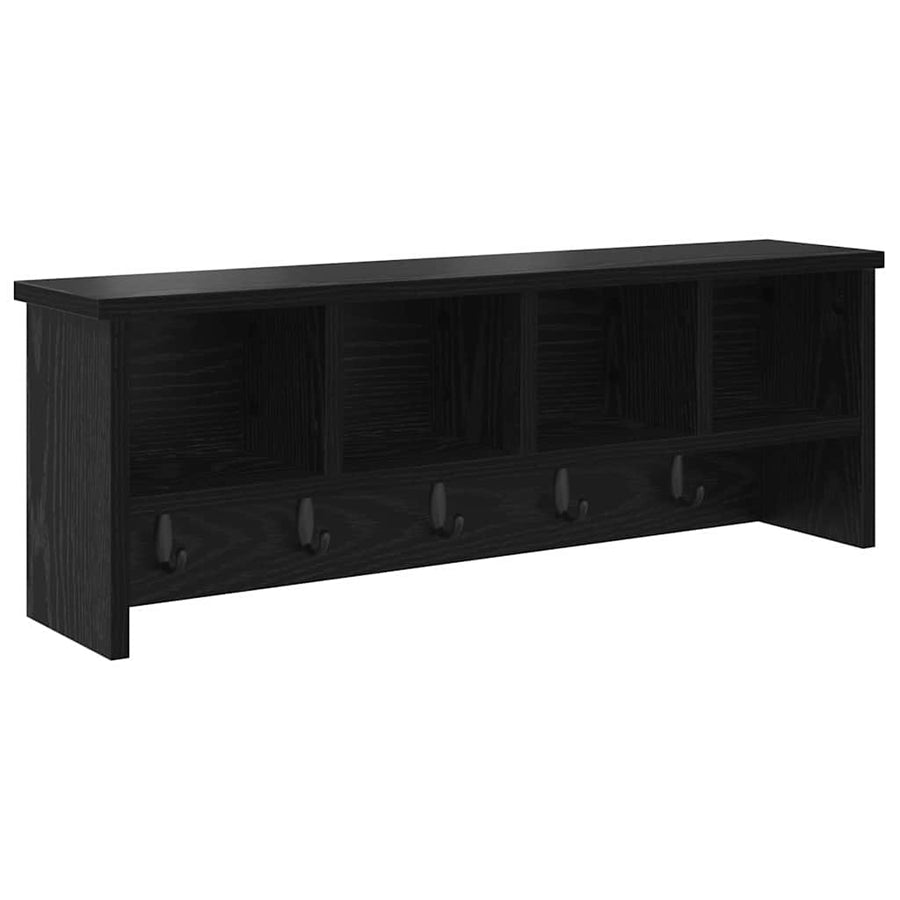 Wandgemonteerde kapstok met plank Zwart eiken 75 x 16 x 26 cm