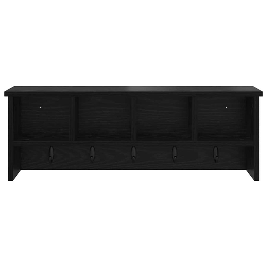 Wandgemonteerde kapstok met plank Zwart eiken 75 x 16 x 26 cm