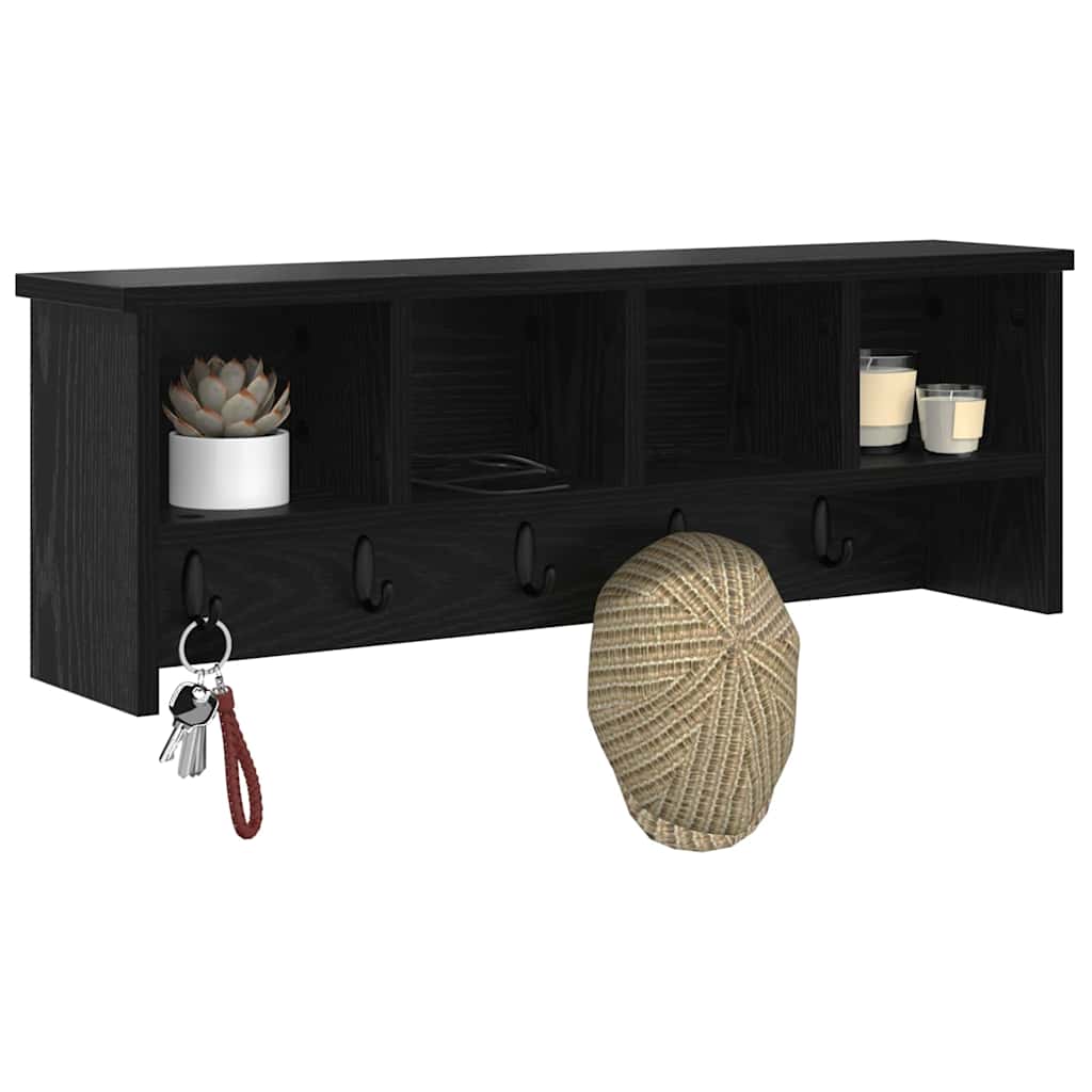 Wandgemonteerde kapstok met plank Zwart eiken 75 x 16 x 26 cm
