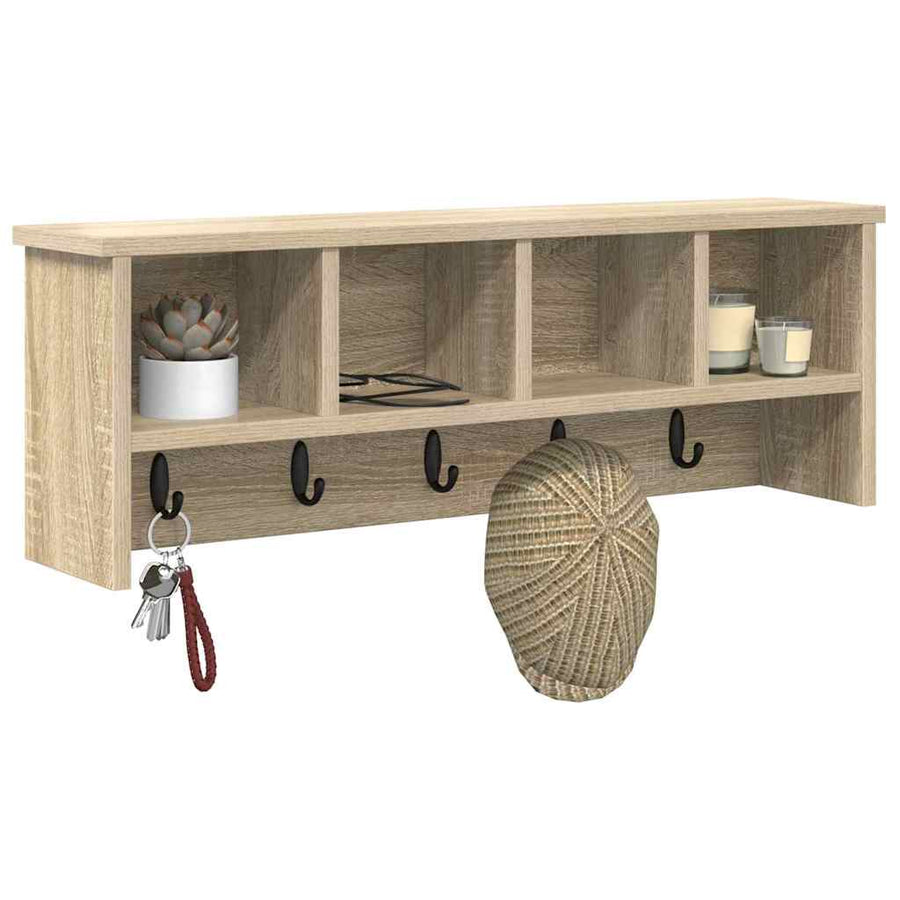 Wandgemonteerde kapstok met plank Sonoma eiken 75 x 16 x 26 cm
