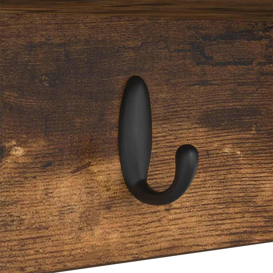 Wandgemonteerde kapstok met plank Gerookt eiken 75 x 16 x 26 cm