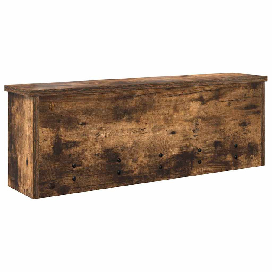 Wandgemonteerde kapstok met plank Gerookt eiken 75 x 16 x 26 cm