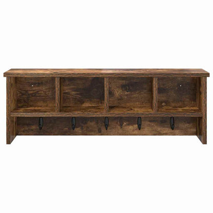 Wandgemonteerde kapstok met plank Gerookt eiken 75 x 16 x 26 cm