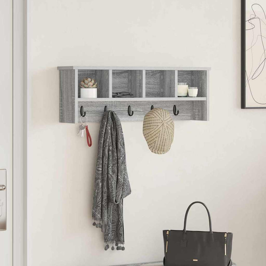 Wandgemonteerde kapstok met plank Grijs sonoma 75 x 16 x 26 cm