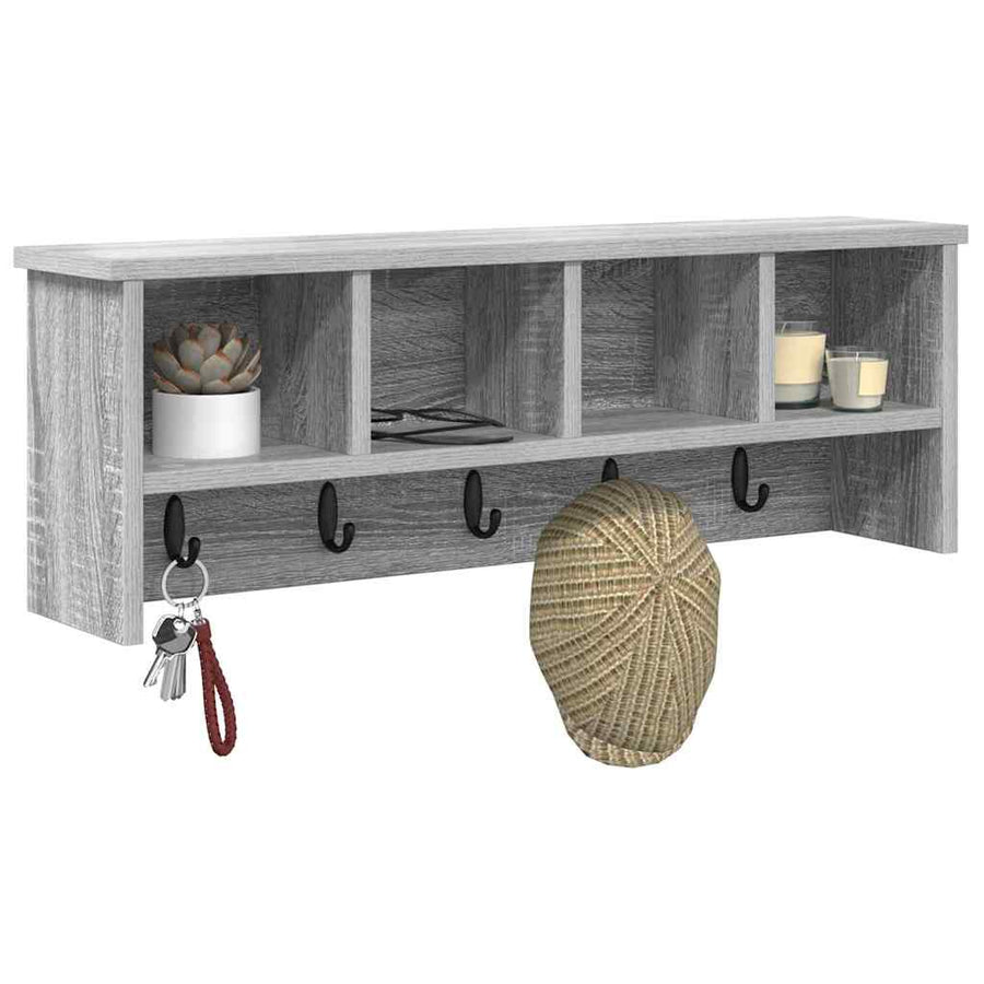 Wandgemonteerde kapstok met plank Grijs sonoma 75 x 16 x 26 cm
