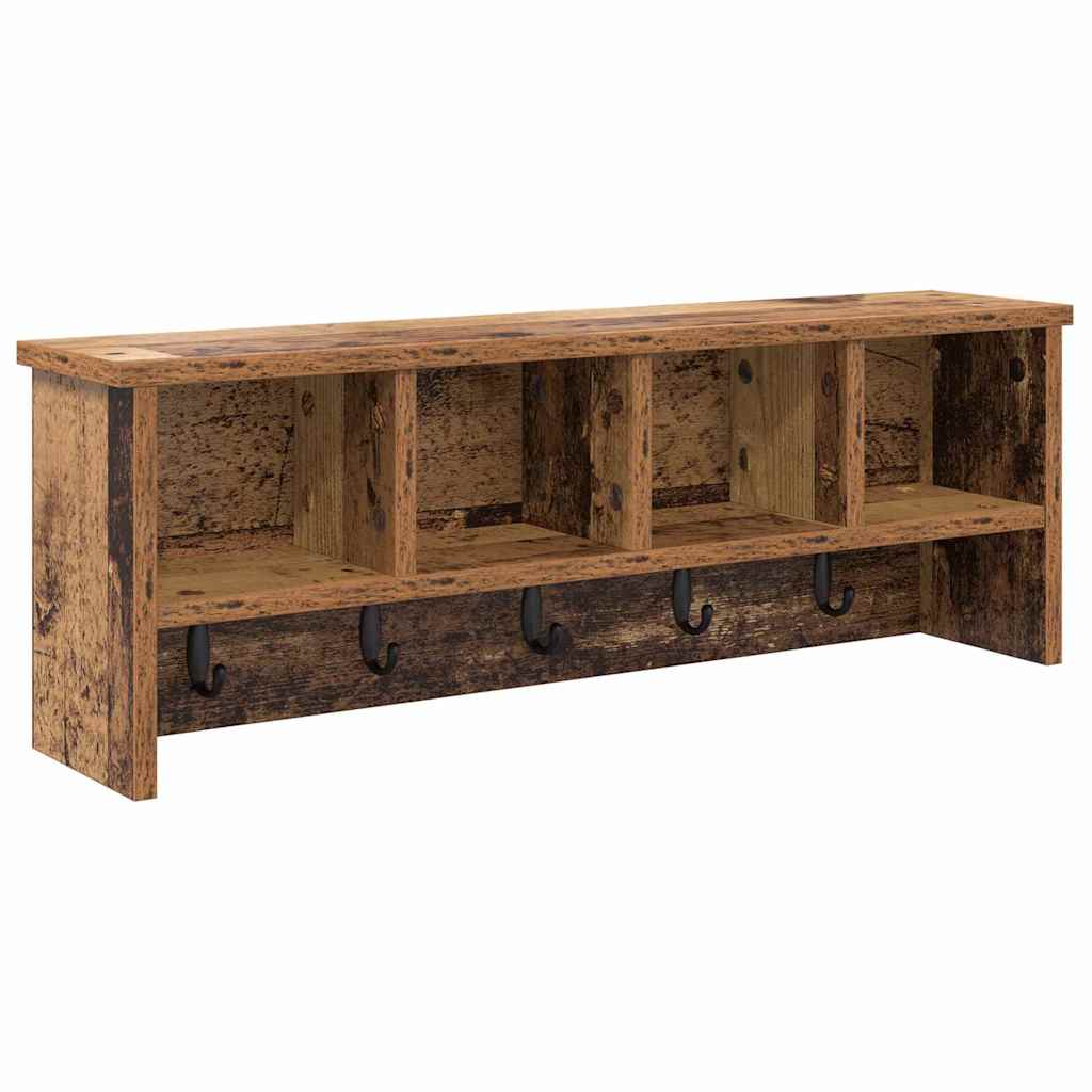 Wandgemonteerde Kapstok Oud Hout 75 X 16 X 26 Cm Bewerkt Hout