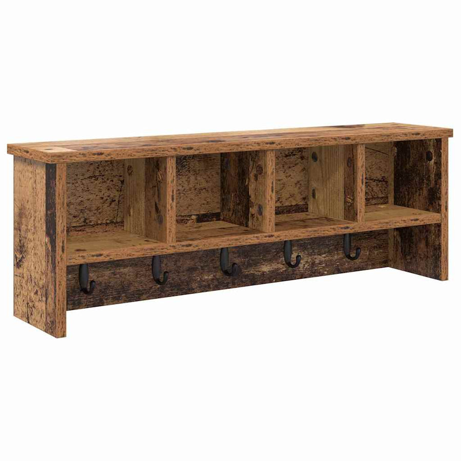 Wandgemonteerde Kapstok Oud Hout 75 X 16 X 26 Cm Bewerkt Hout