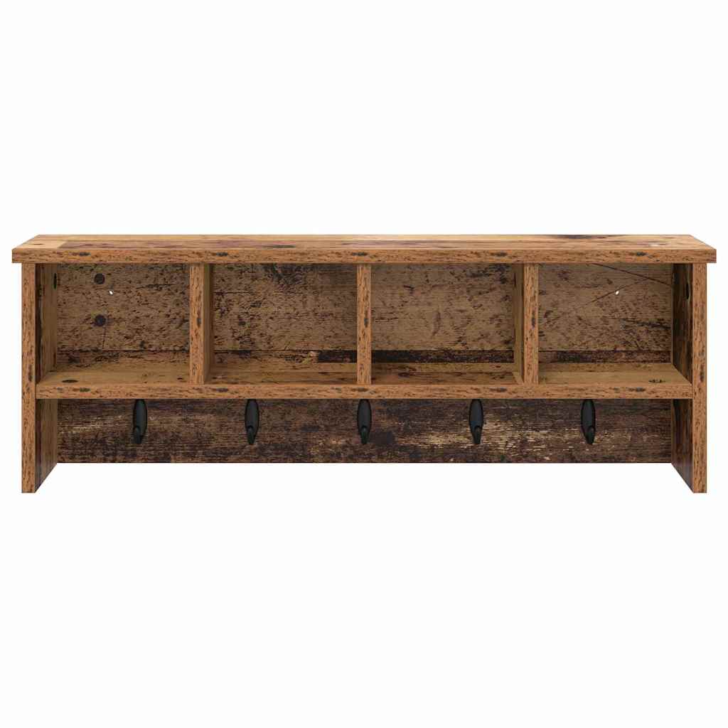 Wandgemonteerde Kapstok Oud Hout 75 X 16 X 26 Cm Bewerkt Hout