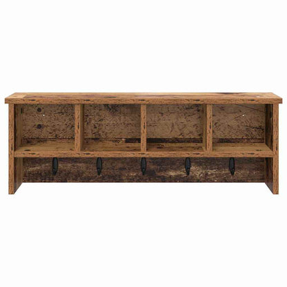 Wandgemonteerde Kapstok Oud Hout 75 X 16 X 26 Cm Bewerkt Hout