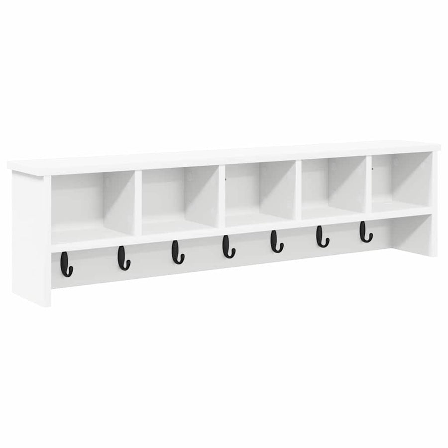 Wandgemonteerde Kapstok Wit 100 X 16 X 26 Cm Bewerkt Hout