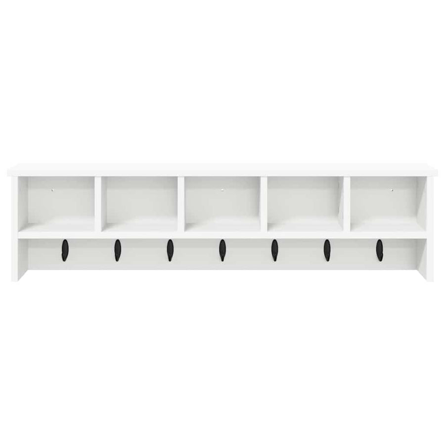 Wandgemonteerde Kapstok Wit 100 X 16 X 26 Cm Bewerkt Hout
