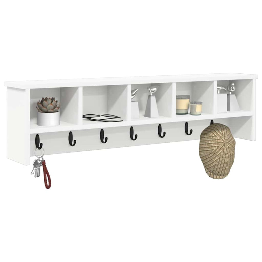 Wandgemonteerde Kapstok Wit 100 X 16 X 26 Cm Bewerkt Hout