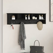 Wandkapstok met plank 100x16x26 cm zwart eiken