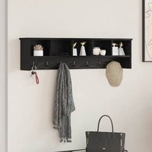 Wandgemonteerde Kapstok Met Plank Zwart Eiken 100 X 16 X 26 Cm