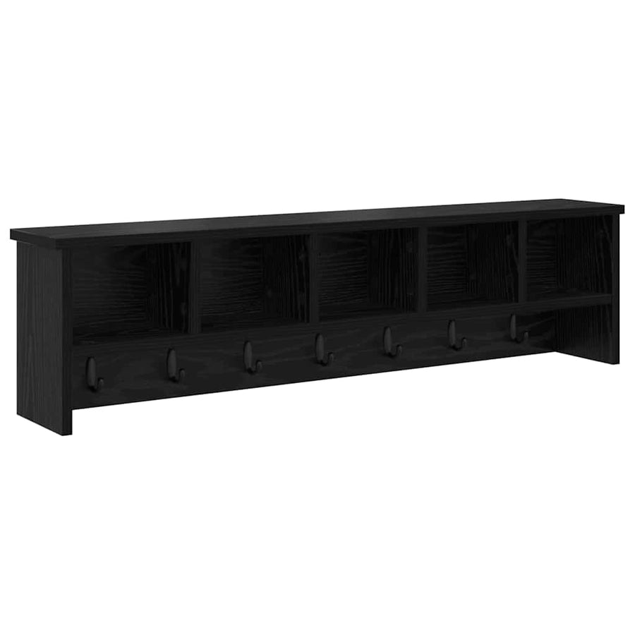 Wandgemonteerde Kapstok Met Plank Zwart Eiken 100 X 16 X 26 Cm