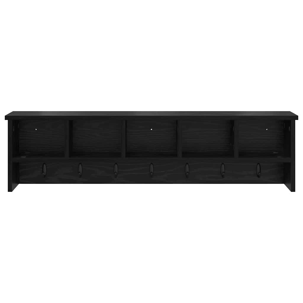 Wandgemonteerde Kapstok Met Plank Zwart Eiken 100 X 16 X 26 Cm