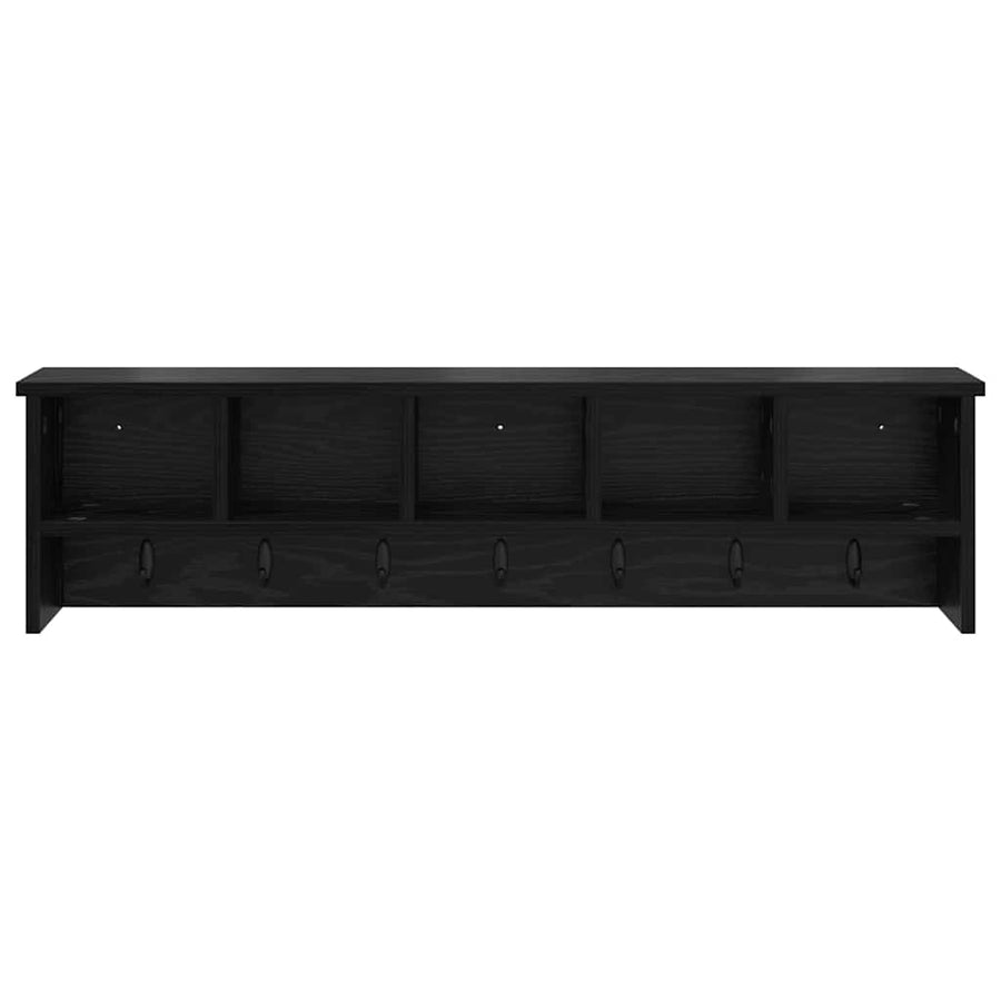 Wandgemonteerde Kapstok Met Plank Zwart Eiken 100 X 16 X 26 Cm