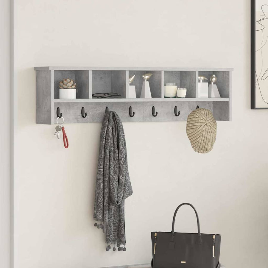 Wandgemonteerde kapstok met plank Betongrijs 100 x 16 x 26 cm