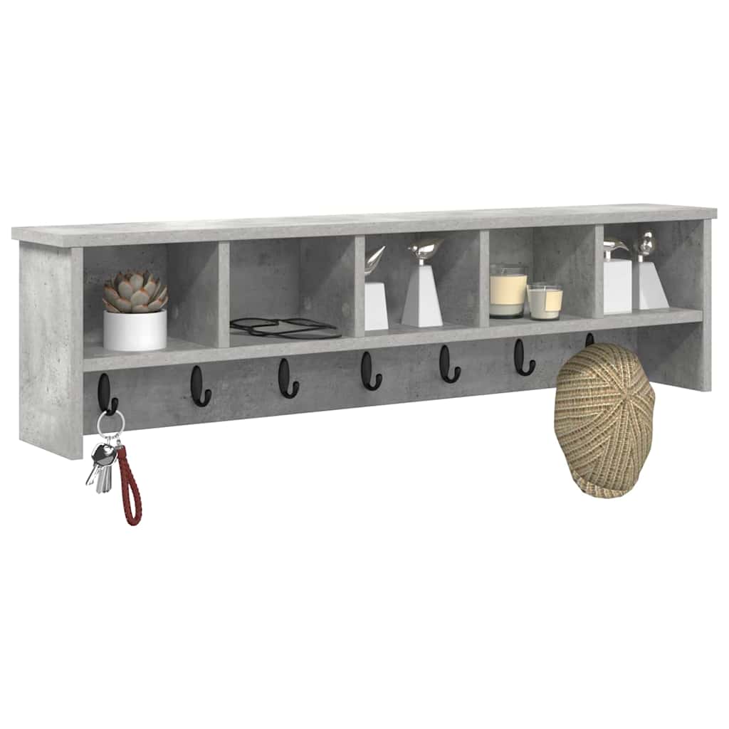 Wandgemonteerde kapstok met plank Betongrijs 100 x 16 x 26 cm