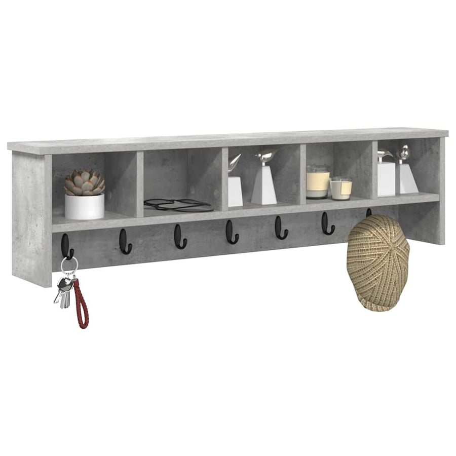 Wandgemonteerde kapstok met plank Betongrijs 100 x 16 x 26 cm