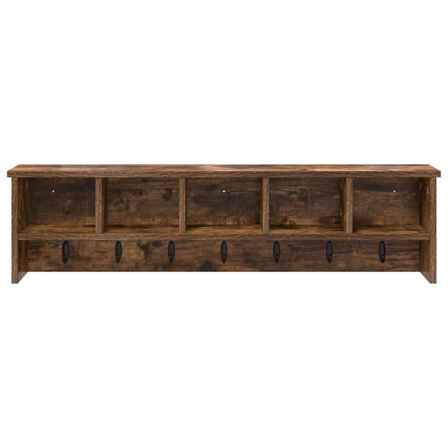 Wandgemonteerde Kapstok Gerookt Eiken 100 X 16 X 26 Cm