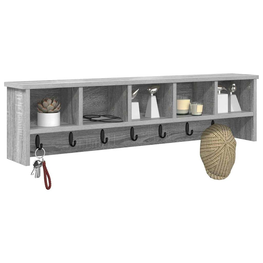Wandgemonteerde kapstok met plank Grijs sonoma 100 x 16 x 26 cm