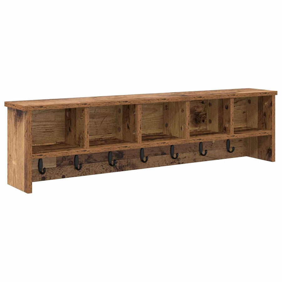Wandgemonteerde kapstok Oud hout 100 x 16 x 26 cm Bewerkt hout