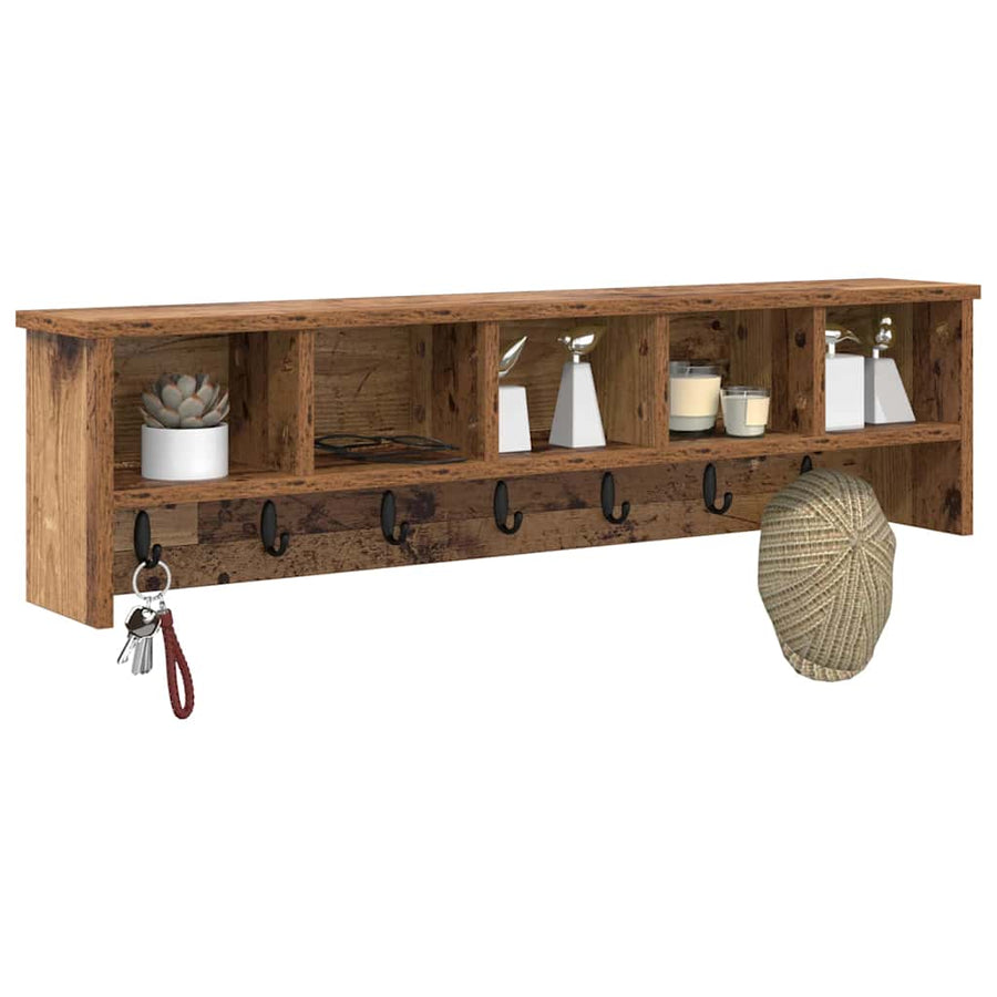 Wandgemonteerde kapstok Oud hout 100 x 16 x 26 cm Bewerkt hout