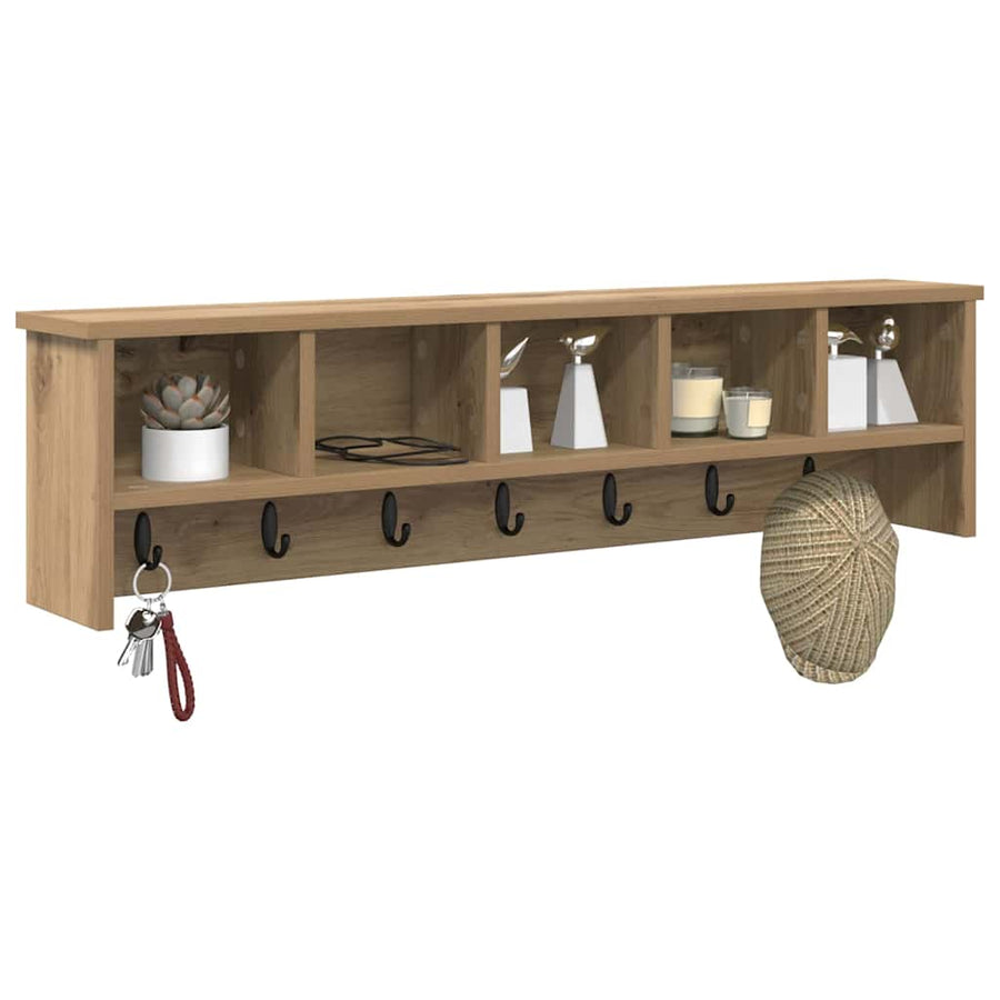 Wandgemonteerde Kapstok Met Plank Artisanaal Eikenkleurig
