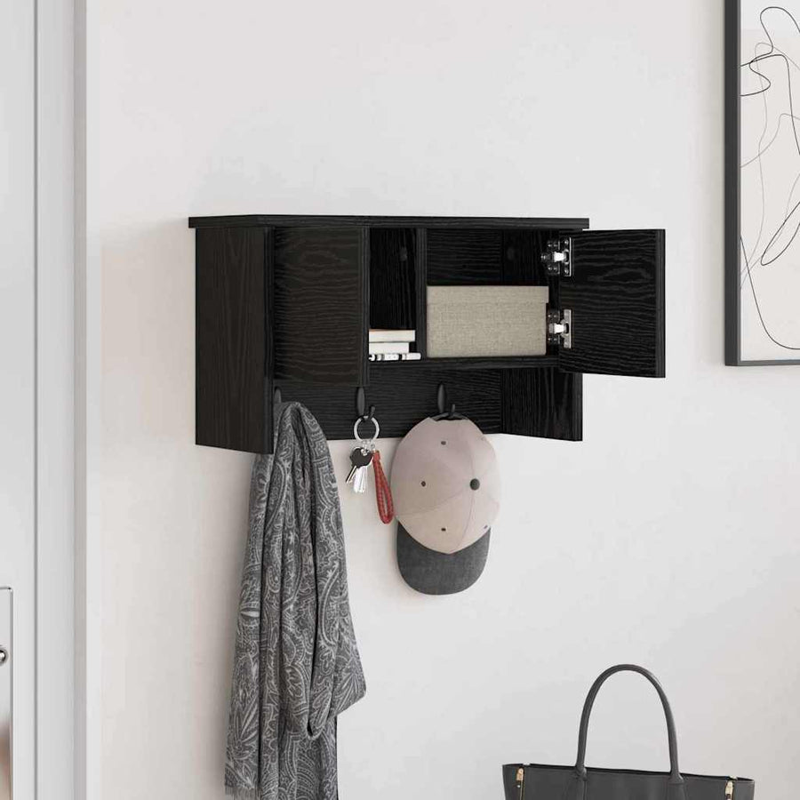 Wandgemonteerde kapstok met plank Zwart eiken 50 x 20 x 30 cm