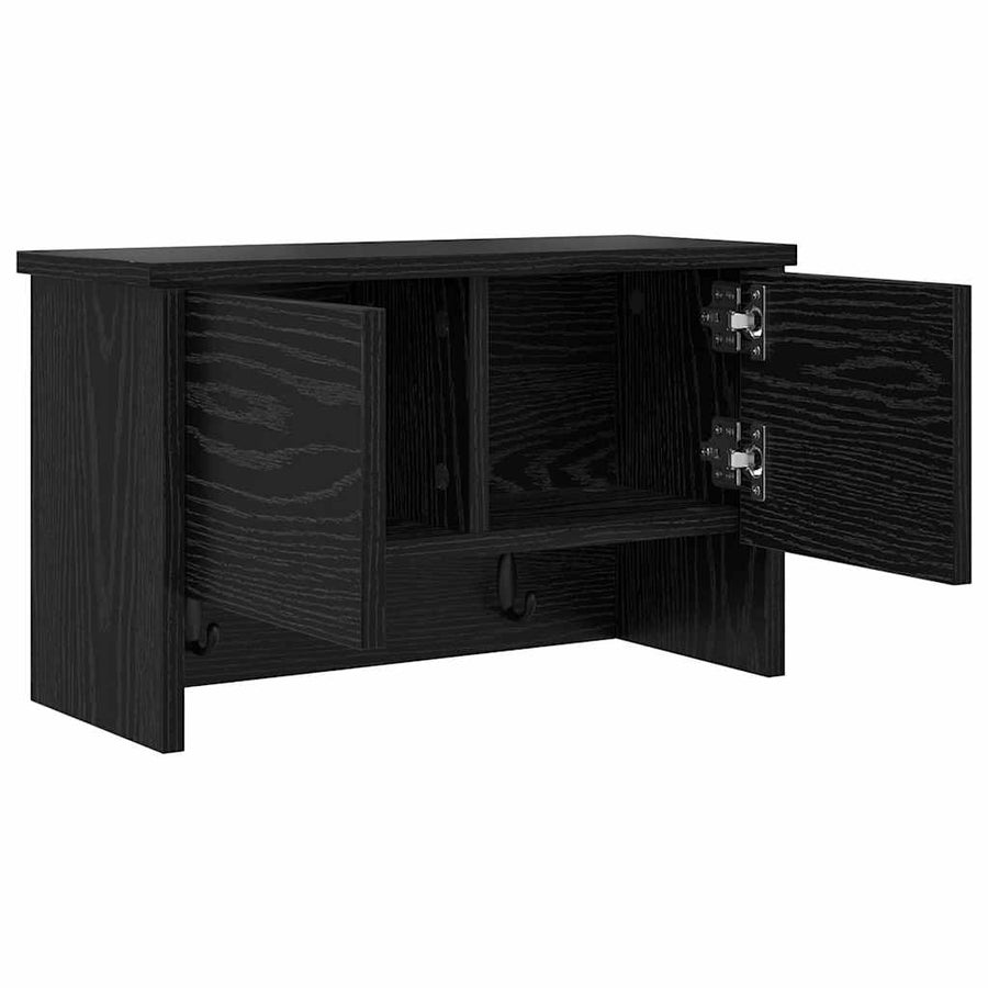 Wandgemonteerde kapstok met plank Zwart eiken 50 x 20 x 30 cm