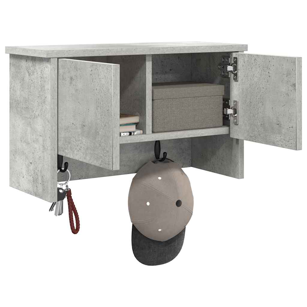 Wandgemonteerde kapstok Betongrijs 50 x 20 x 30 cm Bewerkt hout