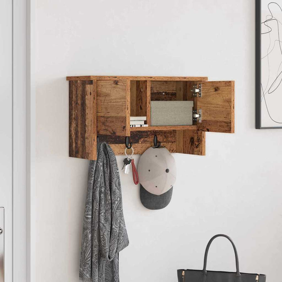 Wandgemonteerde kapstok Oud hout 50 x 20 x 30 cm Bewerkt hout
