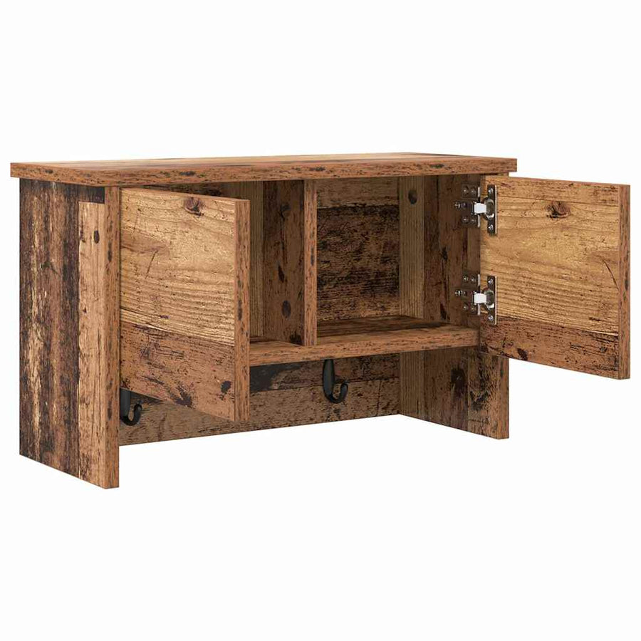 Wandgemonteerde kapstok Oud hout 50 x 20 x 30 cm Bewerkt hout