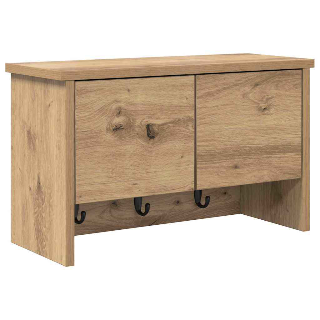Wandgemonteerde kapstok artisanaal eikenkleurig 50 x 20 x 30 cm