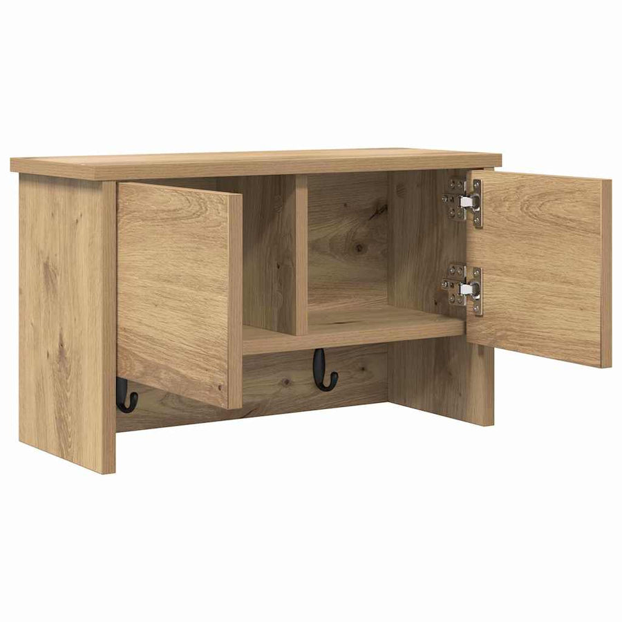Wandgemonteerde kapstok artisanaal eikenkleurig 50 x 20 x 30 cm