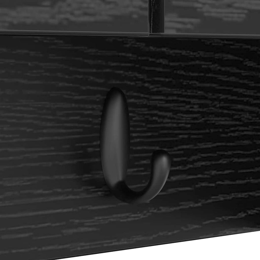 Wandgemonteerde kapstok met plank Zwart Eiken 80 x 20 x 30 cm