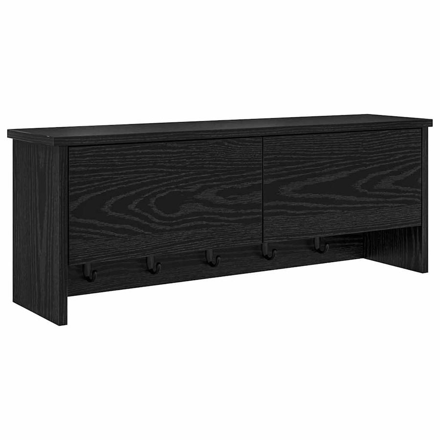 Wandgemonteerde kapstok met plank Zwart Eiken 80 x 20 x 30 cm