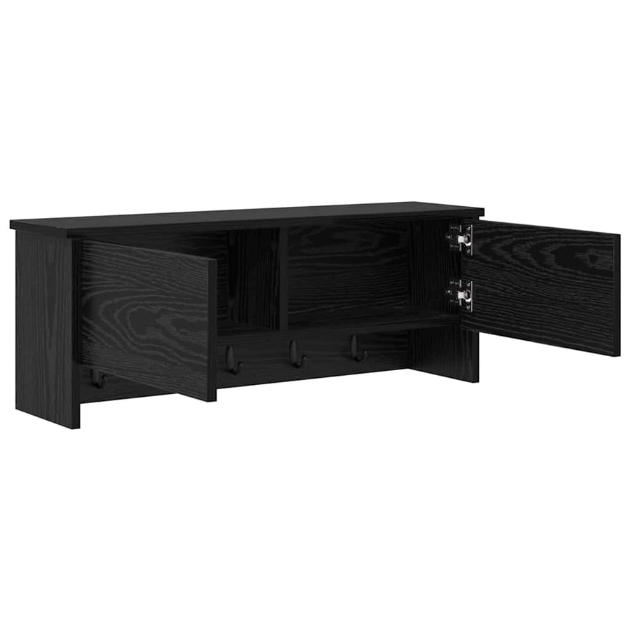 Wandgemonteerde kapstok met plank Zwart Eiken 80 x 20 x 30 cm