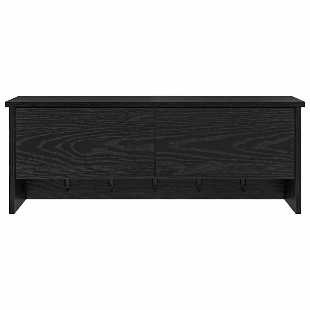 Wandgemonteerde kapstok met plank Zwart Eiken 80 x 20 x 30 cm