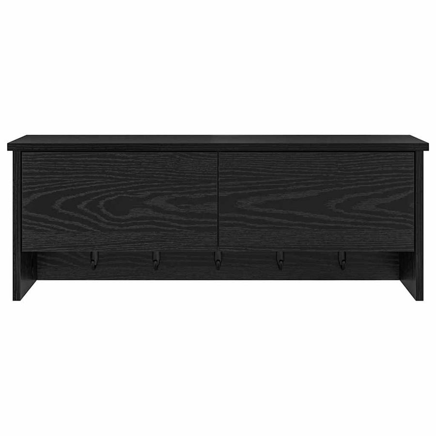 Wandgemonteerde kapstok met plank Zwart Eiken 80 x 20 x 30 cm