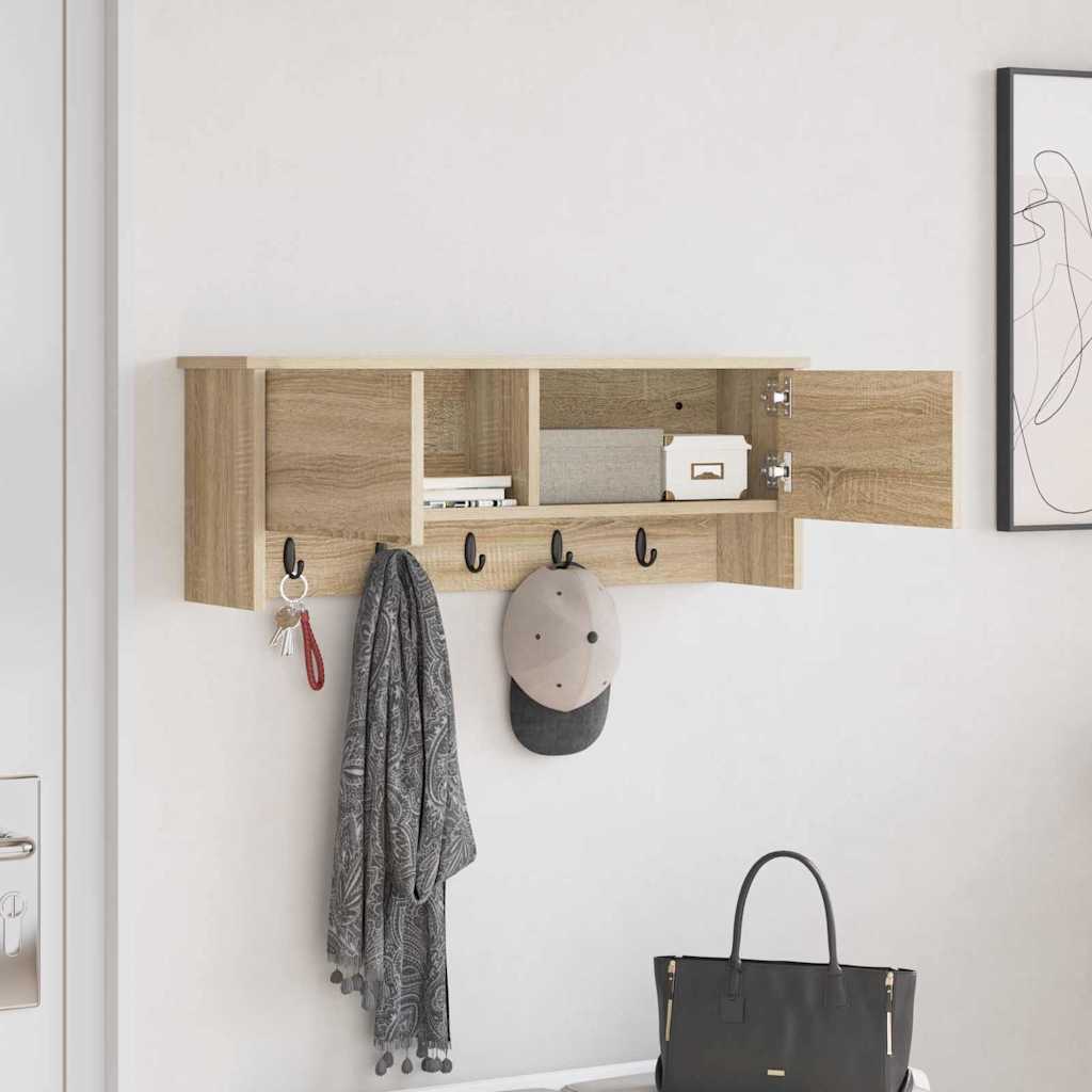 Wandgemonteerde kapstok met plank Sonoma eiken 80 x 20 x 30 cm